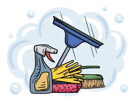 Editable illustration of window cleaning Stock Illustration