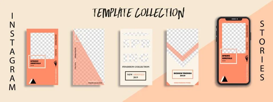 Editable Instagram Stories Five Template. Vector Illustration. Stock Illustration