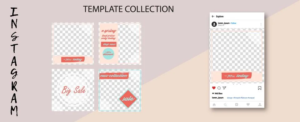 Editable Instagram Stories Five Template. Vector Illustration. Stock Illustration