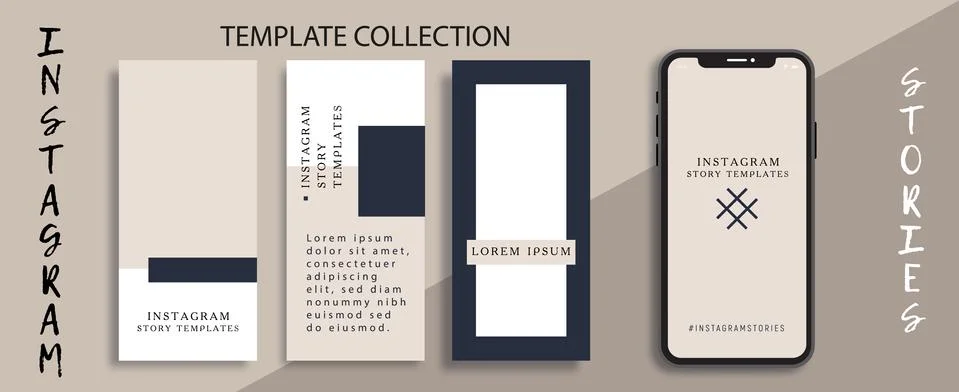 Editable Instagram Stories Five Template. Vector Illustration. Stock Illustration