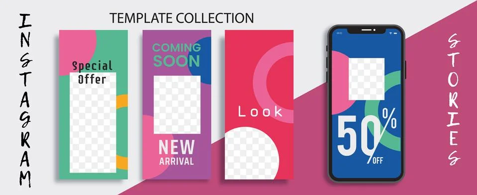 Editable Instagram Stories Five Template. Vector Illustration. Stock Illustration