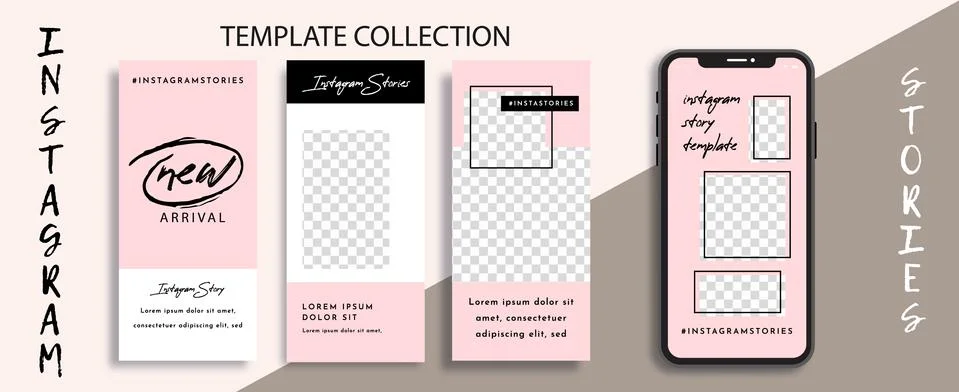 Editable Instagram Stories Five Template. Vector Illustration. Stock Illustration