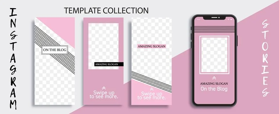 Editable Instagram Stories Five Template. Vector Illustration. Stock Illustration