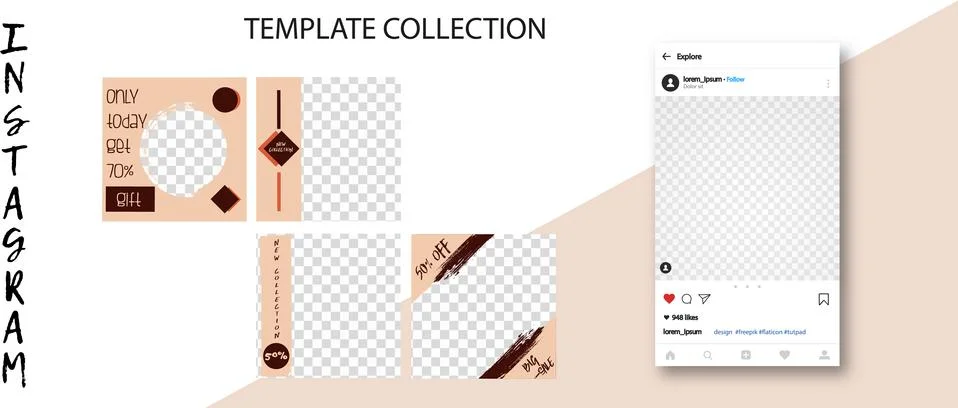 Editable Instagram Stories Template. Vector Illustration. Stock Illustration