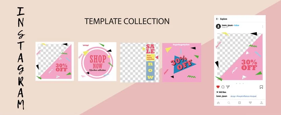 Editable Instagram Stories Template. Vector Illustration. Stock Illustration