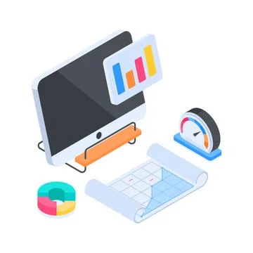 An editable isometric illustration representing continuous integration on a Stock Illustration