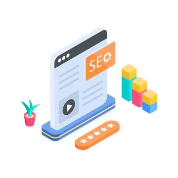 An editable isometric illustration tracing an algorithmic data processing line Stock Illustration