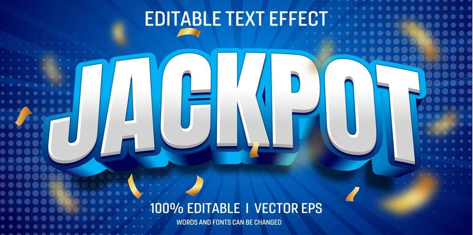 Editable jackpot vector 3d text effect with modern style design Stock Illustration