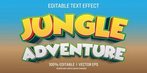 Editable jungle adventure vector 3d text effect with modern style design Stock Illustration