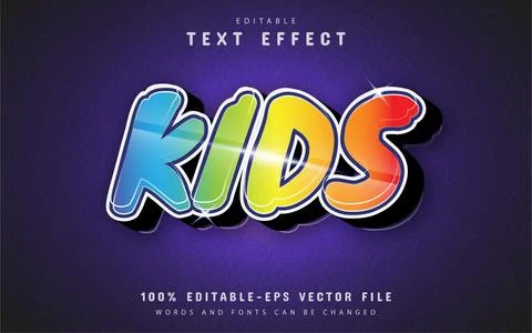 Editable kids text effect design Stock Illustration