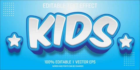 Editable kids vector 3d text effect with modern style design Stock Illustration