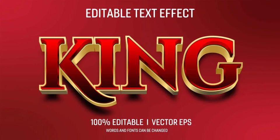 Editable king vector text effect with modern style design Stock Illustration