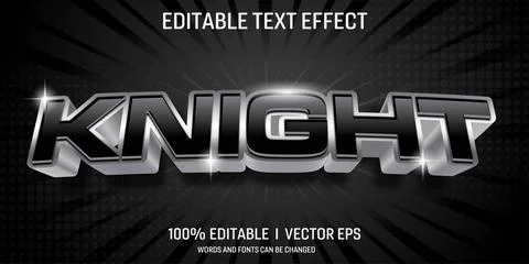 Editable knight vector 3d text effect with modern style design Stock Illustration