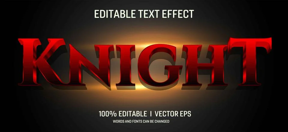 Editable knight vector text effect with modern style design Stock Illustration