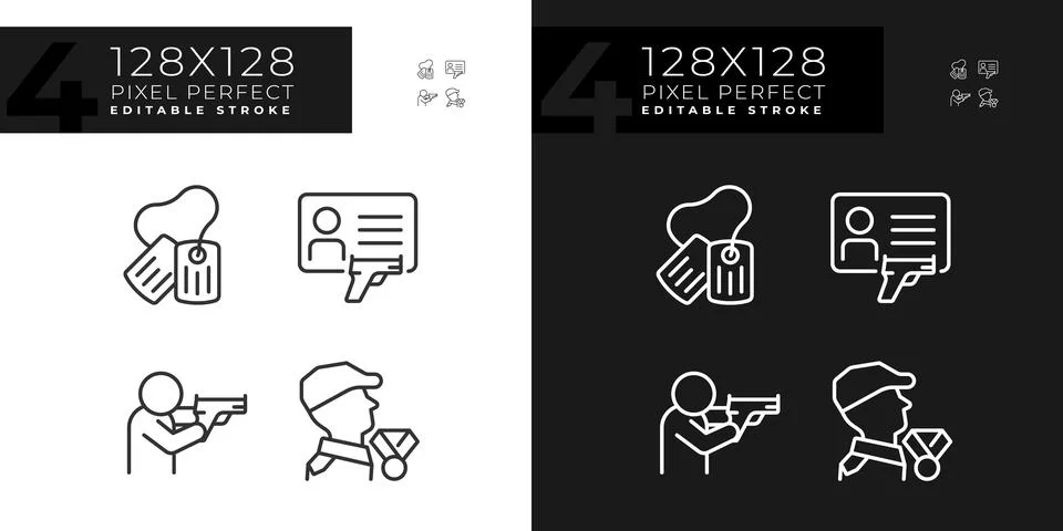 Editable light and dark simple weapons icons collection Stock Illustration