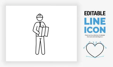 Editable line icon of an architect Stock Illustration