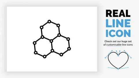 Editable line icon of a carbon structure like graphene Stock Illustration