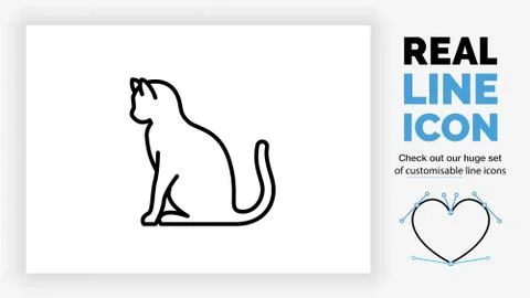 Editable line icon of a cat Stock Illustration
