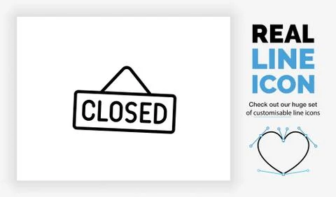 Editable line icon of a closed sign Stock Illustration