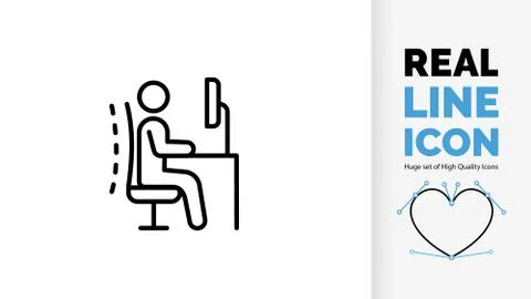 Editable line icon of a correct ergonomic posture Stock Illustration