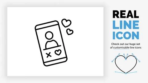 Editable line icon of a dating app Stock Illustration