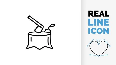Editable line icon of deforestation Stock Illustration