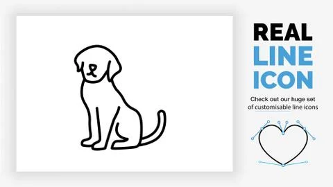 Editable line icon of a dog Stock Illustration