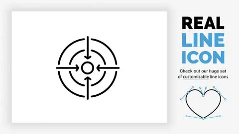Editable line icon of a focus point Stock Illustration