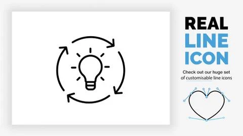 Editable line icon of an idea concept process Stock Illustration