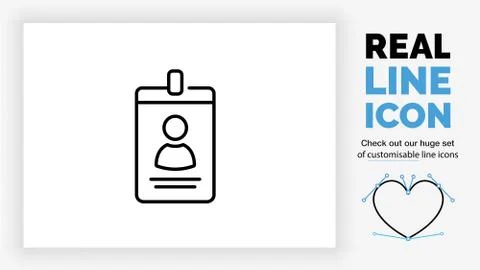 Editable line icon of an identification badge Stock Illustration