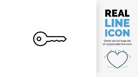 Editable line icon of a key Stock Illustration