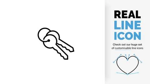 Editable line icon of a keychain Stock Illustration