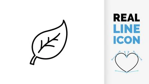 Editable line icon of a leaf Stock Illustration