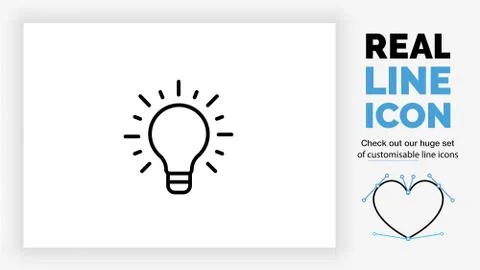Editable line icon of a lightbulb Stock Illustration