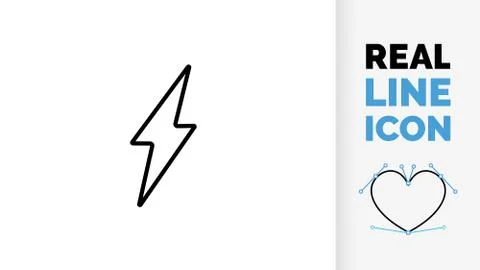 Editable line icon of a lightning bolt Stock Illustration