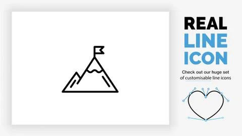 Editable line icon of a mountain Stock Illustration