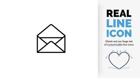 Editable line icon of an open evelope Stock Illustration
