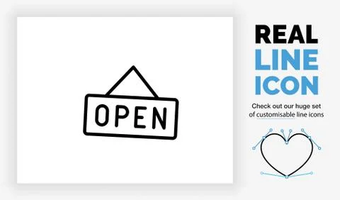 Editable line icon of a open sign Stock Illustration