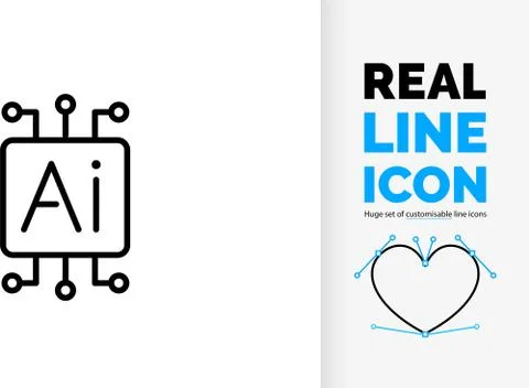 Editable line icon or symbol of ai or artificial intelligence..editable and c 스톡 일러스트