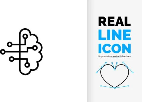 Editable  line icon or symbol of ai or artificial intelligence in the form of 스톡 일러스트