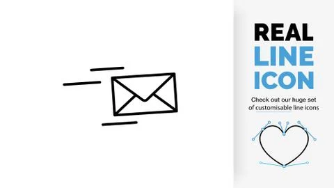 Editable line icon of outgoing email Stock Illustration
