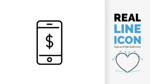 Editable line icon of a phone Stock Illustration