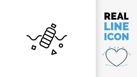 Editable line icon of plastic ocean and river pollution Stock Illustration