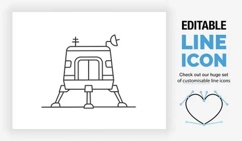 Editable line icon of a space shuttle Stock Illustration