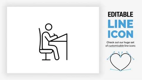 Editable line icon of a stick figure architect or graphic designer Stock Illustration