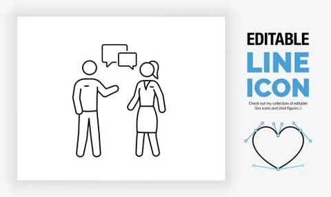 Editable line icon of two people meeting in a networking event Stock Illustration