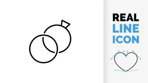 Editable line icon of two rings for getting married Stock Illustration