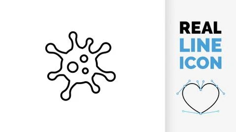 Editable line icon of a virus, germ or infection Stock Illustration