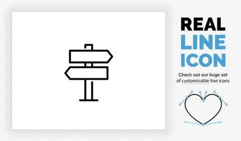 Editable line icon of a way finding sign Stock Illustration