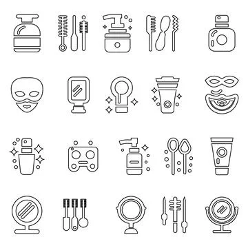 Editable line shape makeup icon set. Including icon beauty, cosmetic, fashi.. Stock Illustration